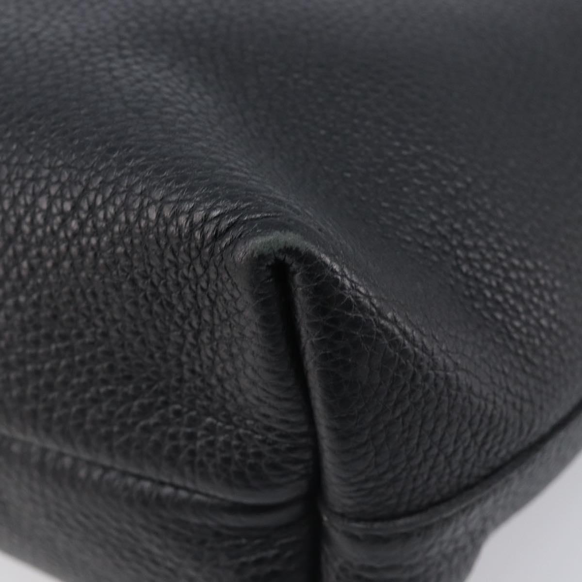 Salvatore Ferragamo Gancini Hand Bag Leather Black Silver Auth 205429A