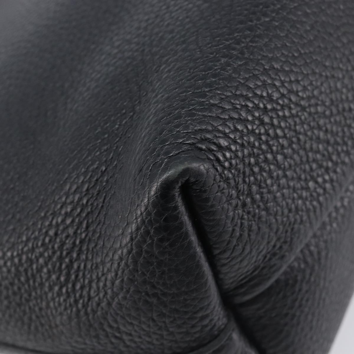Salvatore Ferragamo Gancini Hand Bag Leather Black Silver Auth 205429A