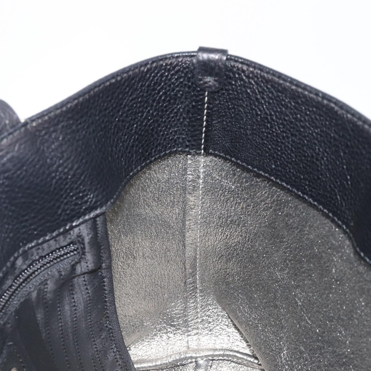 Salvatore Ferragamo Gancini Hand Bag Leather Black Silver Auth 205429A