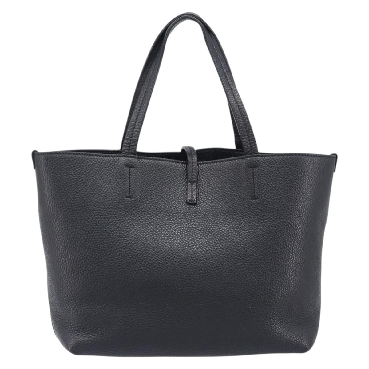 Salvatore Ferragamo Gancini Hand Bag Leather Black Silver Auth 205429A