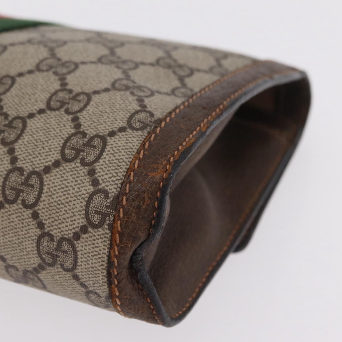 GUCCI GG Supreme Web Sherry Line Bag PVC Beige Gold 84 014 3087 25 Auth 205430