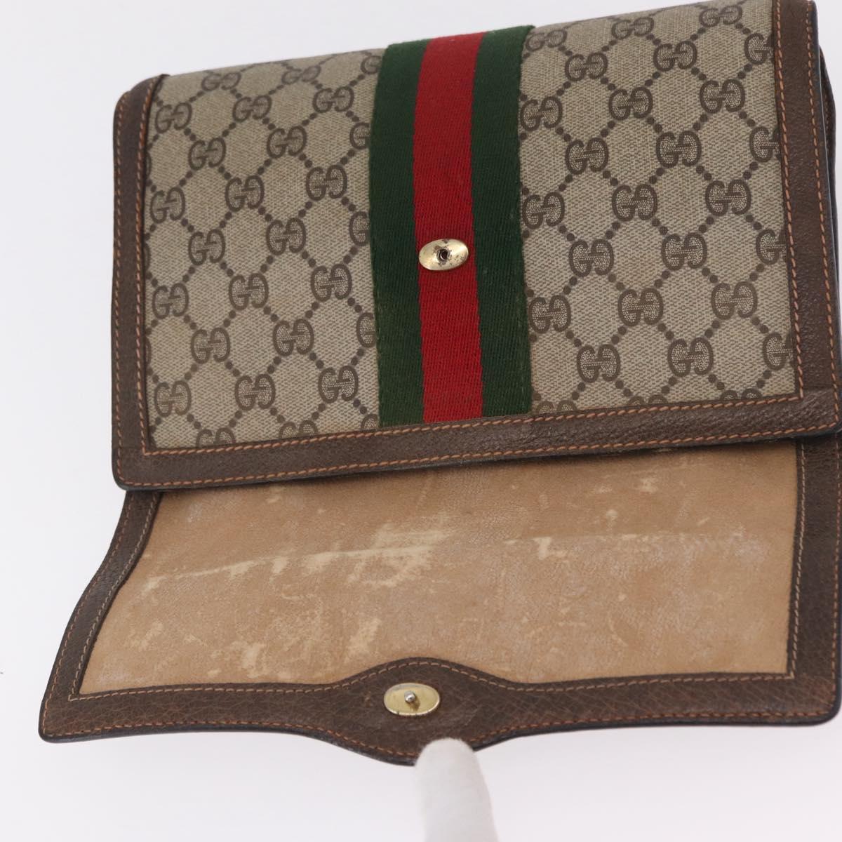 GUCCI GG Supreme Web Sherry Line Bag PVC Beige Gold 84 014 3087 25 Auth 205430
