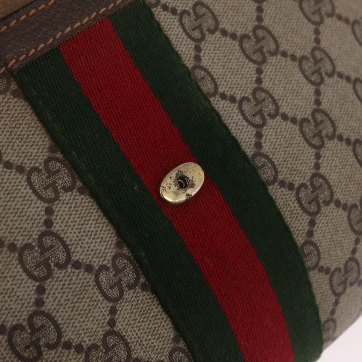 GUCCI GG Supreme Web Sherry Line Bag PVC Beige Gold 84 014 3087 25 Auth 205430