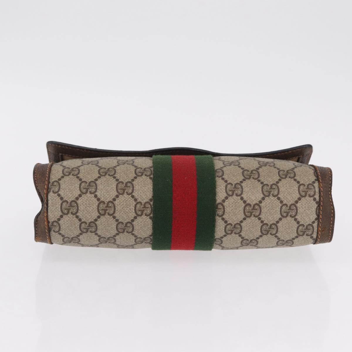 GUCCI GG Supreme Web Sherry Line Bag PVC Beige Gold 84 014 3087 25 Auth 205430