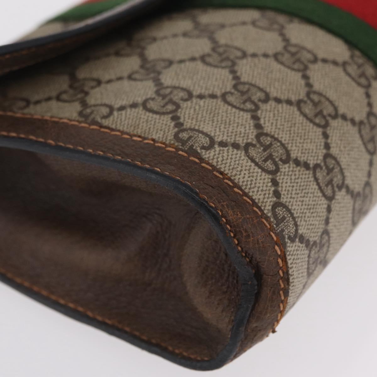 GUCCI GG Supreme Web Sherry Line Bag PVC Beige Gold 84 014 3087 25 Auth 205430