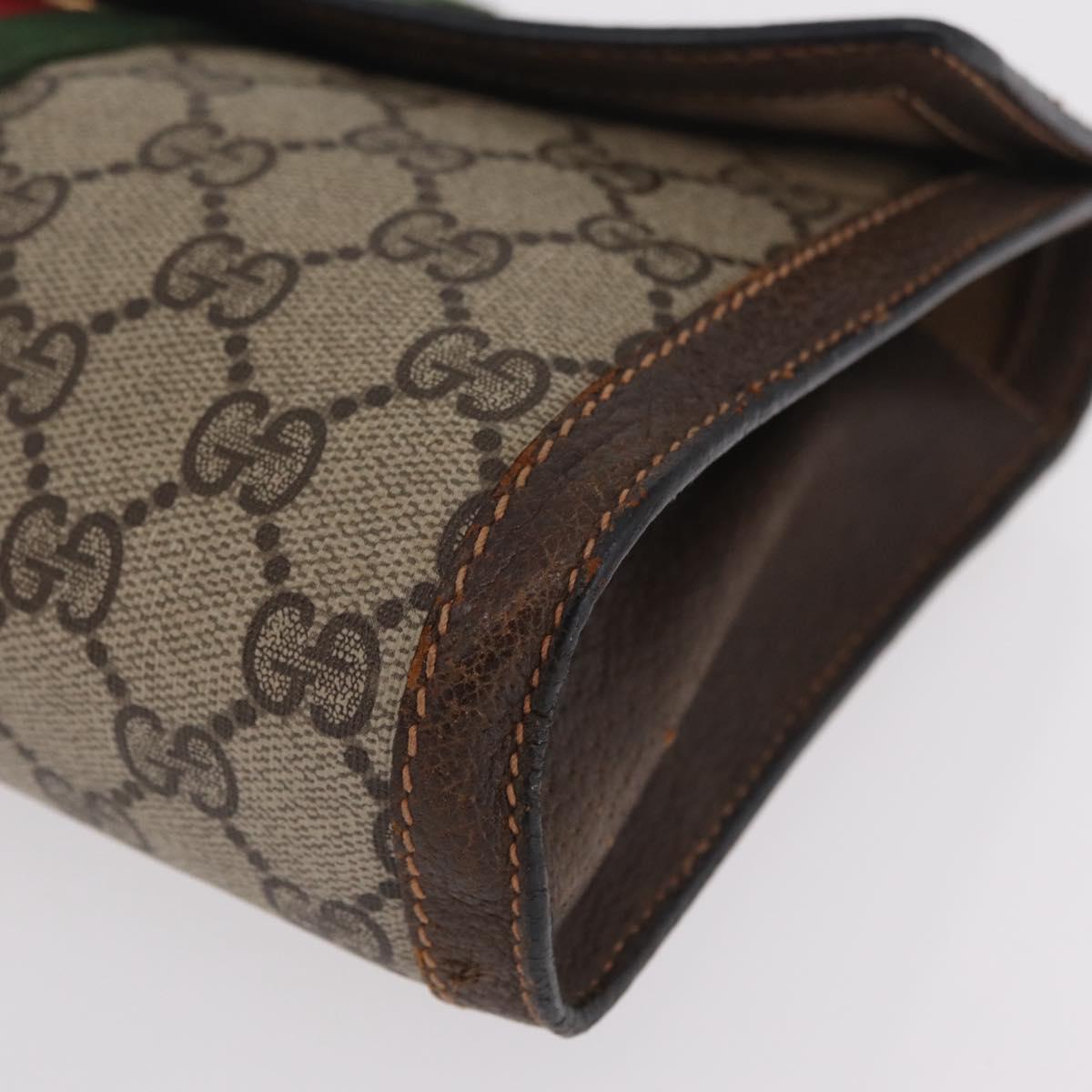 GUCCI GG Supreme Web Sherry Line Bag PVC Beige Gold 84 014 3087 25 Auth 205430