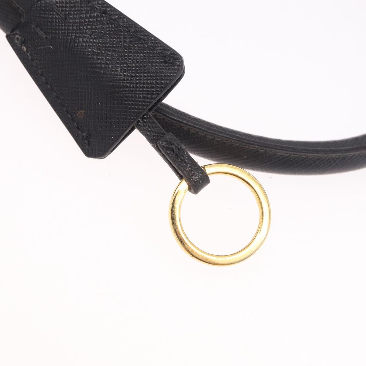 PRADA Galleria Hand Bag Safiano Leather Black Gold Auth 205439