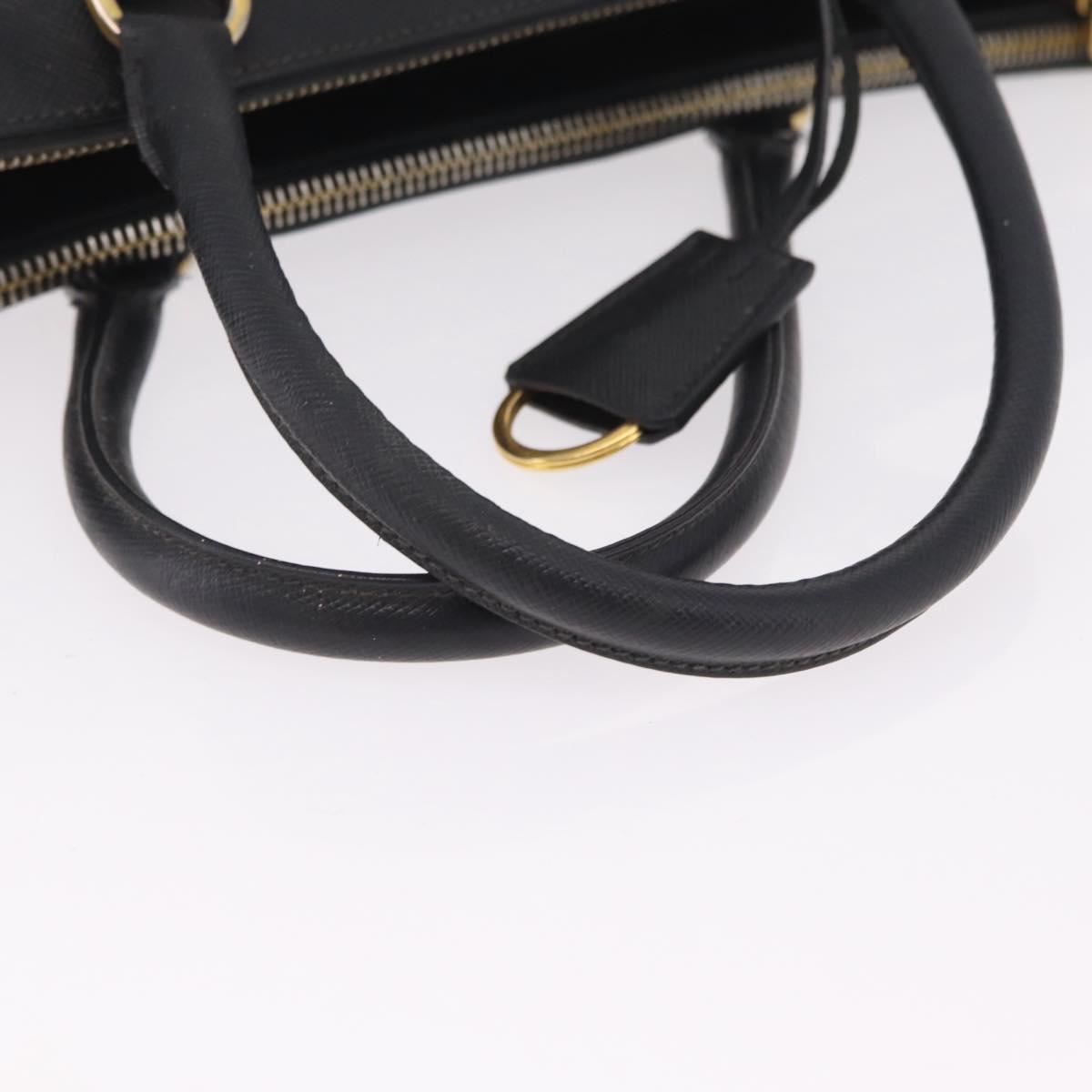 PRADA Galleria Hand Bag Safiano Leather Black Gold Auth 205439