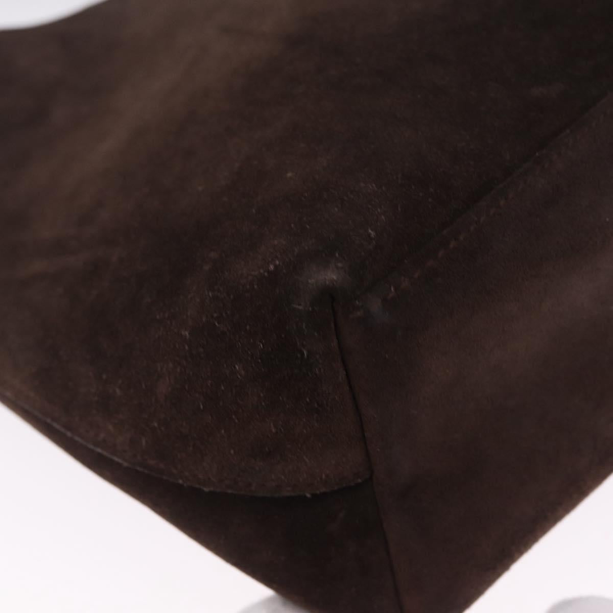 GUCCI Shoulder Bag Suede Brown Silver 001 3444 1978 Auth 205442