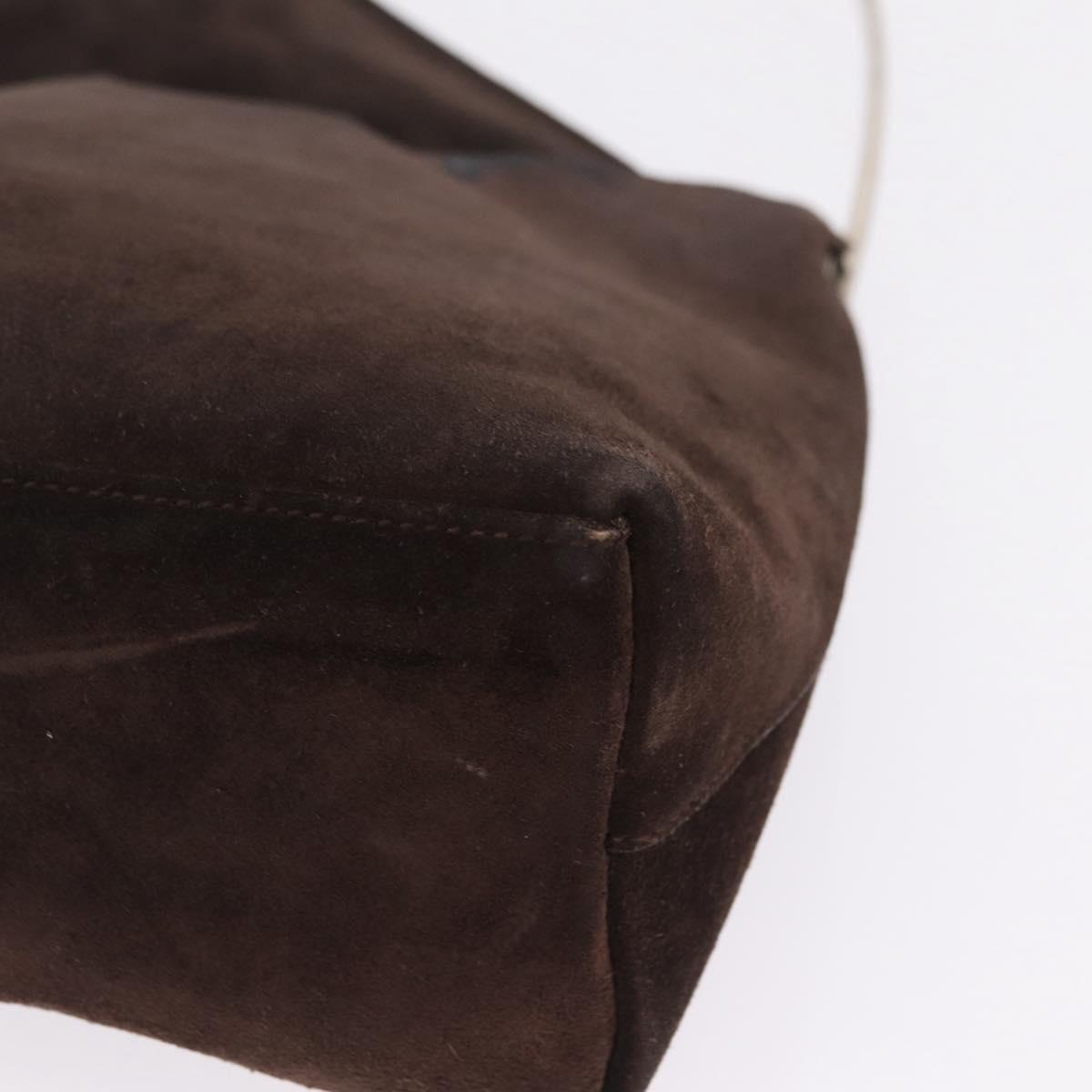GUCCI Shoulder Bag Suede Brown Silver 001 3444 1978 Auth 205442