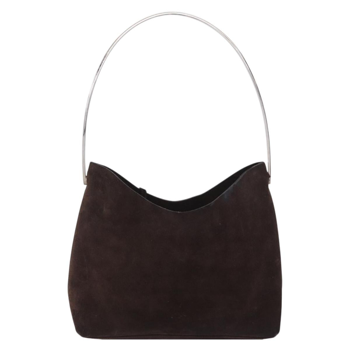 GUCCI Shoulder Bag Suede Brown Silver 001 3444 1978 Auth 205442