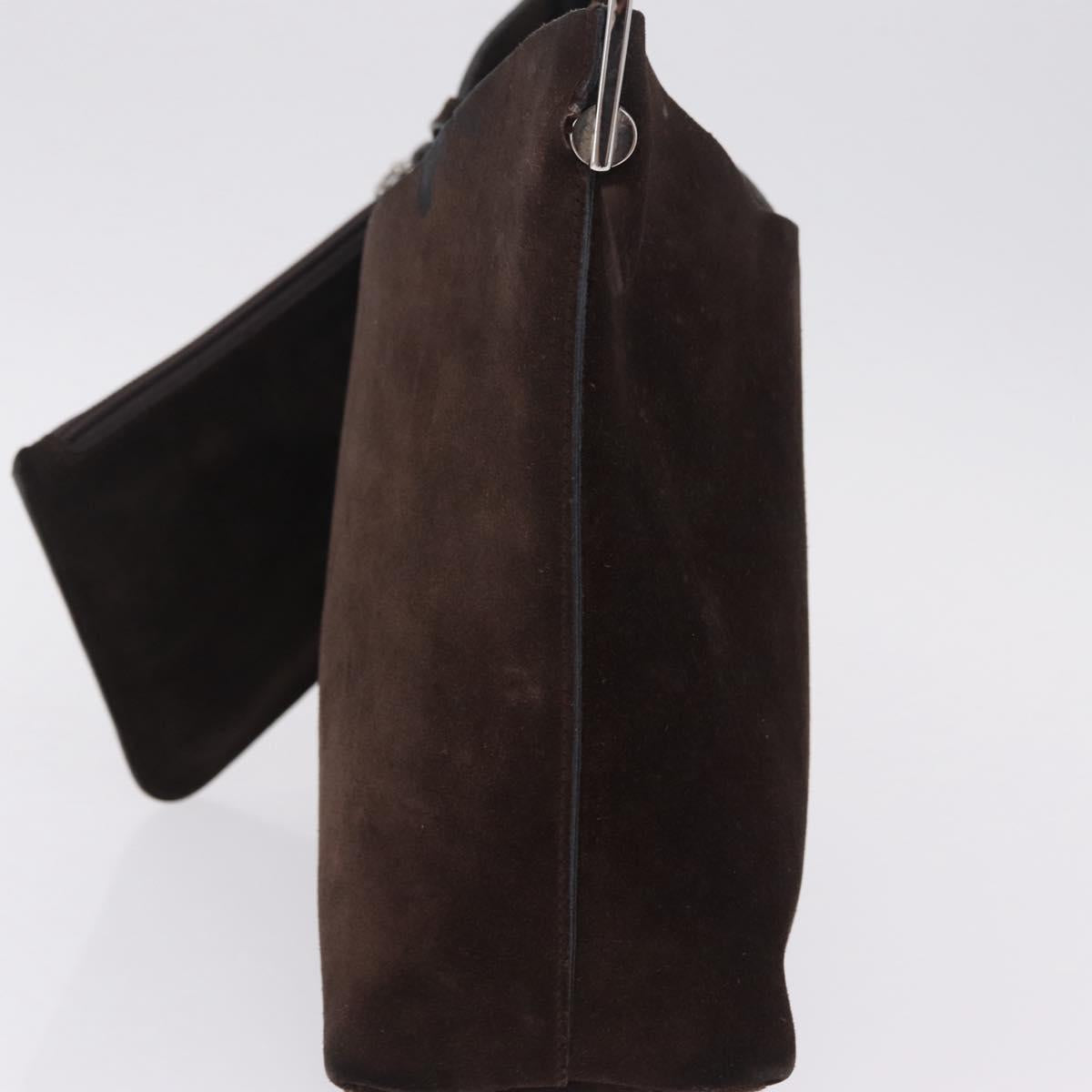 GUCCI Shoulder Bag Suede Brown Silver 001 3444 1978 Auth 205442