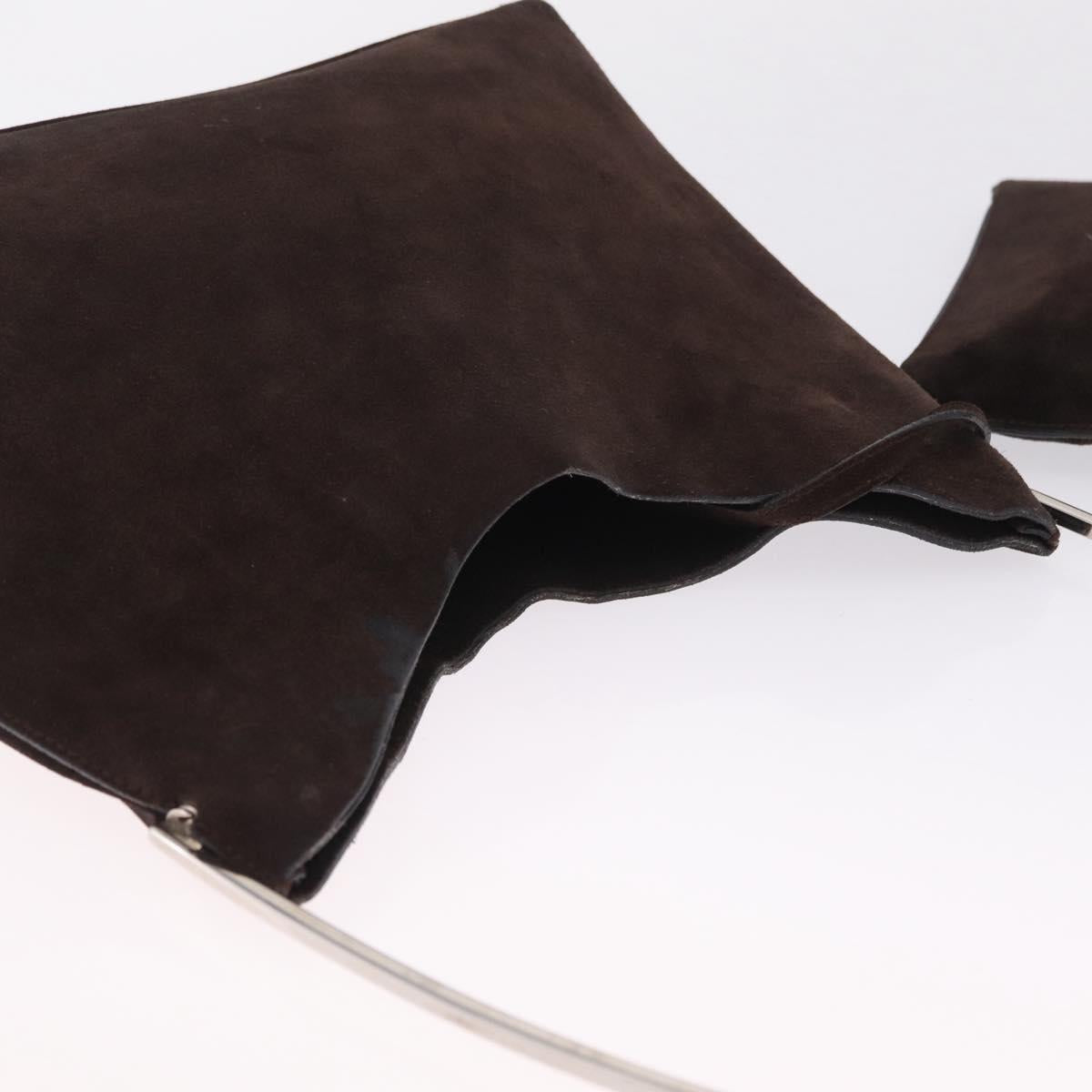 GUCCI Shoulder Bag Suede Brown Silver 001 3444 1978 Auth 205442