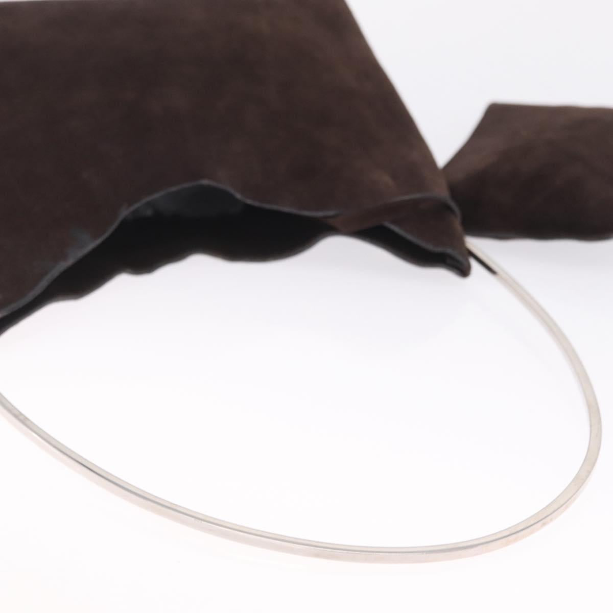 GUCCI Shoulder Bag Suede Brown Silver 001 3444 1978 Auth 205442