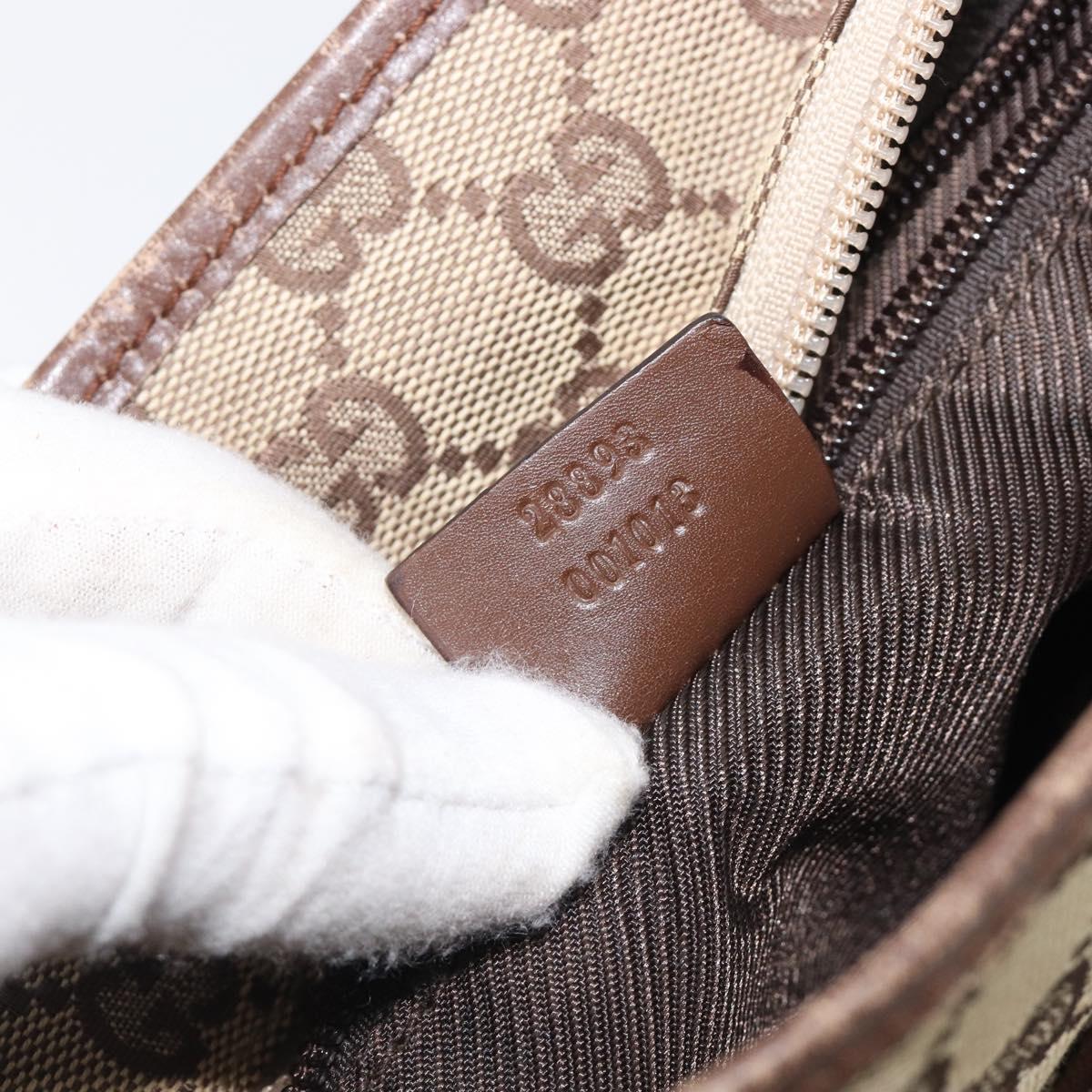 GUCCI GG Canvas Tote Bag Beige Silver 28893 Auth 205452