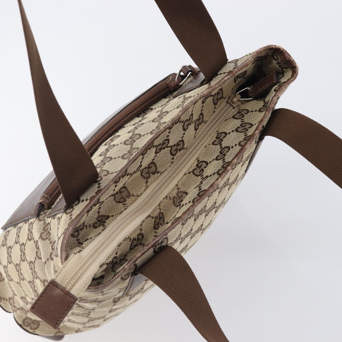 GUCCI GG Canvas Tote Bag Beige Silver 28893 Auth 205452