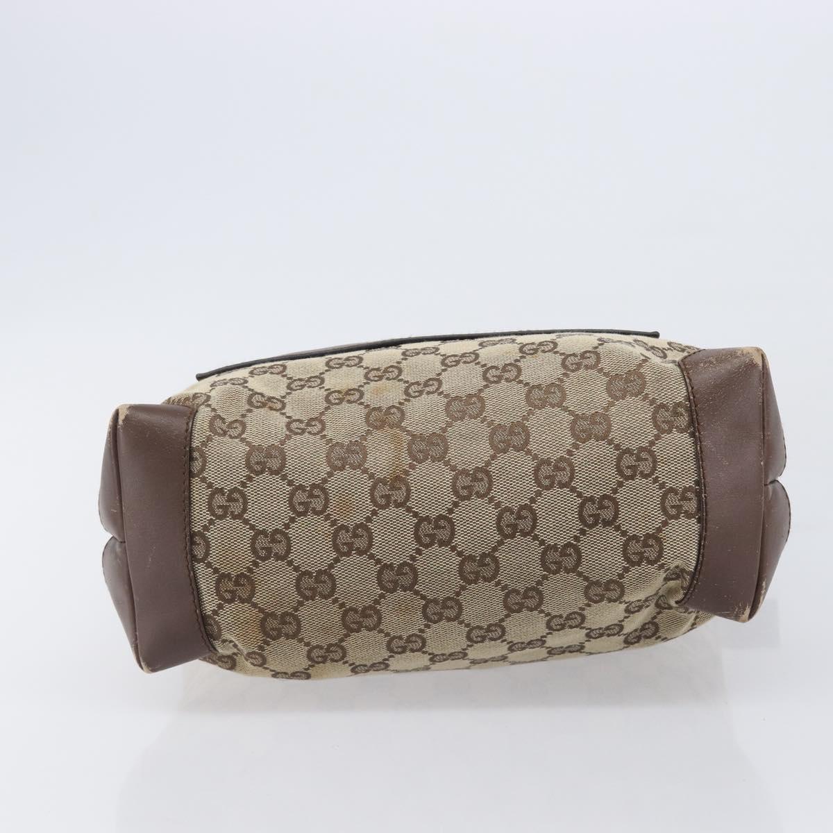 GUCCI GG Canvas Tote Bag Beige Silver 28893 Auth 205452