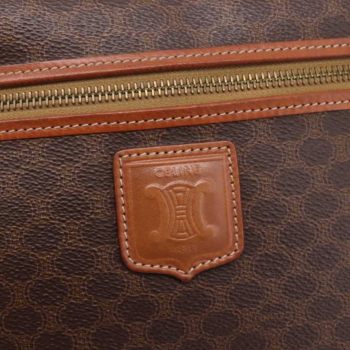 CELINE Macadam Canvas Shoulder Bag PVC Leather Brown Gold Auth 205454V