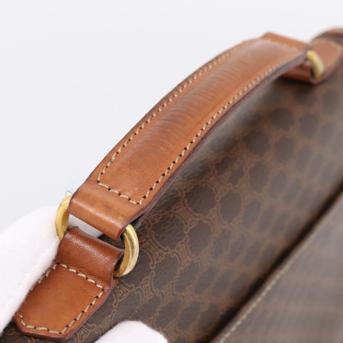 CELINE Macadam Canvas Hand Bag PVC Leather Brown Gold Auth 205456A