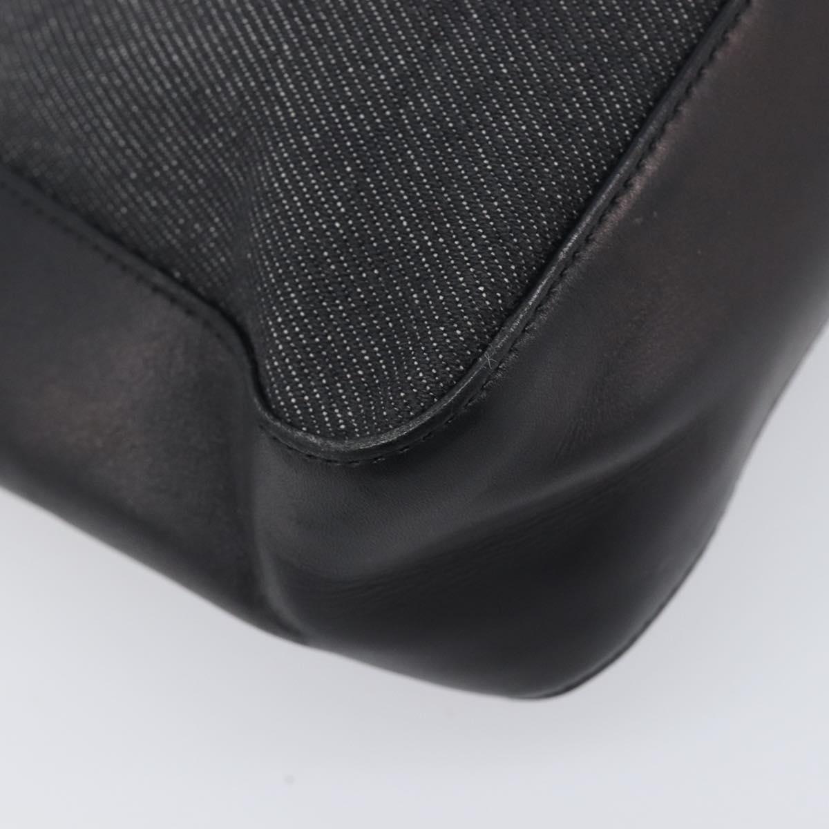 GUCCI Web Sherry Line Hand Bag Canvas Black Silver 73984 Auth 205458V