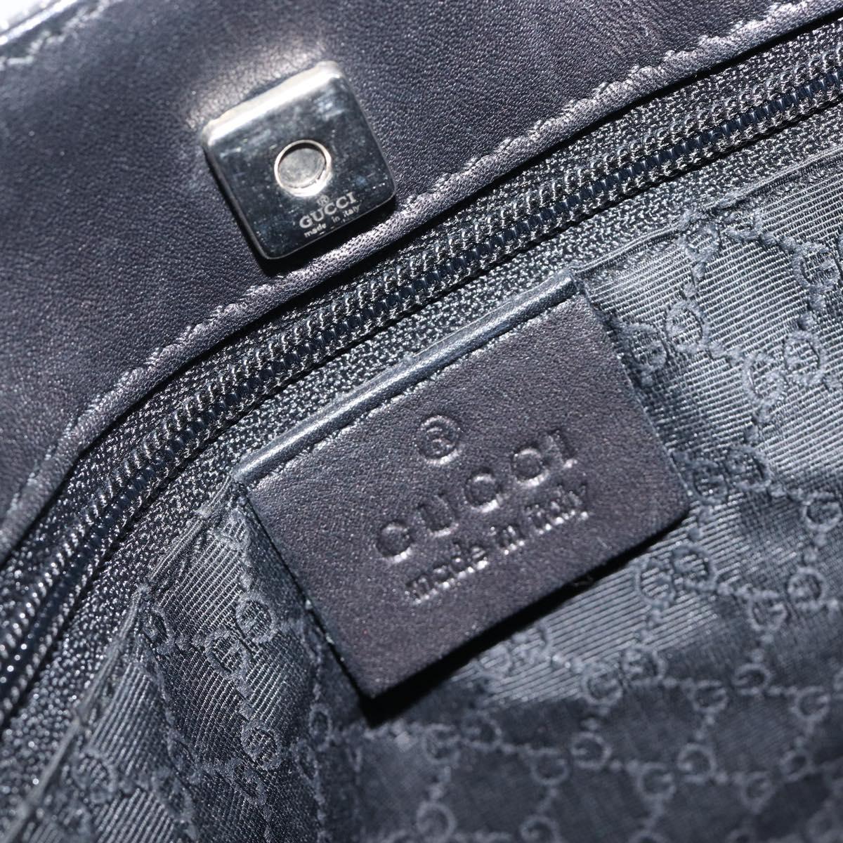 GUCCI Web Sherry Line Hand Bag Canvas Black Silver 73984 Auth 205458V