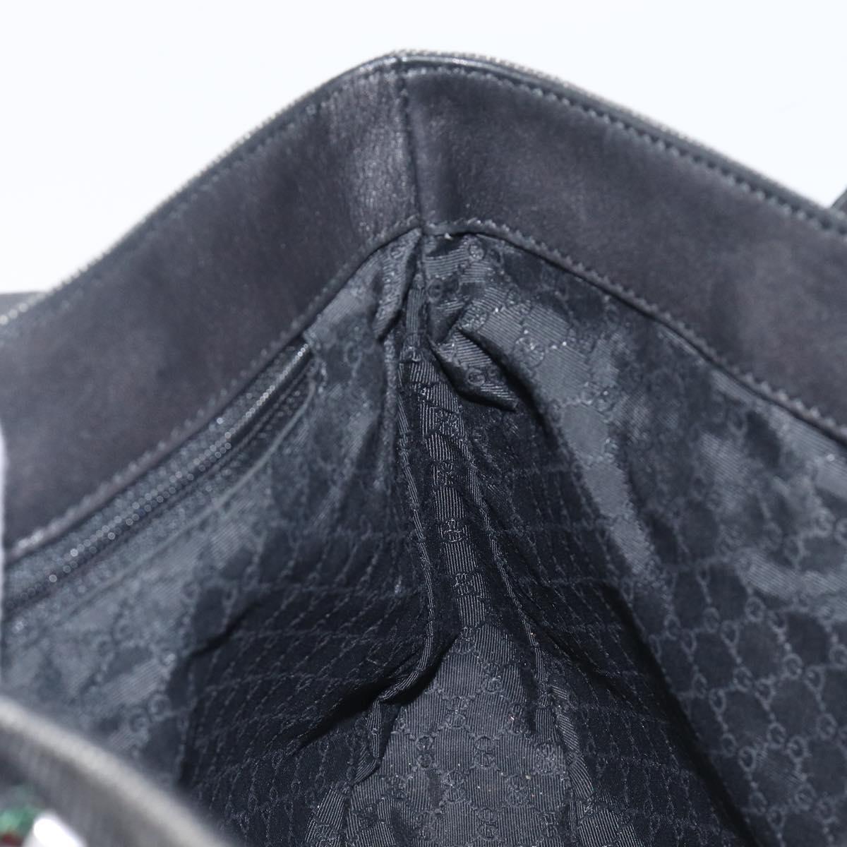 GUCCI Web Sherry Line Hand Bag Canvas Black Silver 73984 Auth 205458V