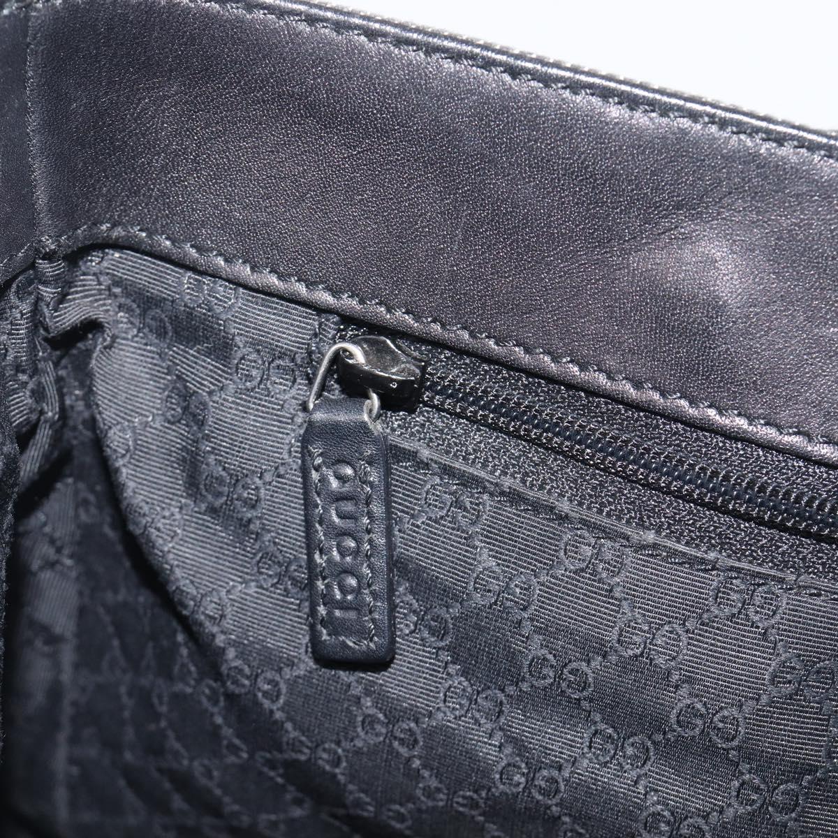 GUCCI Web Sherry Line Hand Bag Canvas Black Silver 73984 Auth 205458V