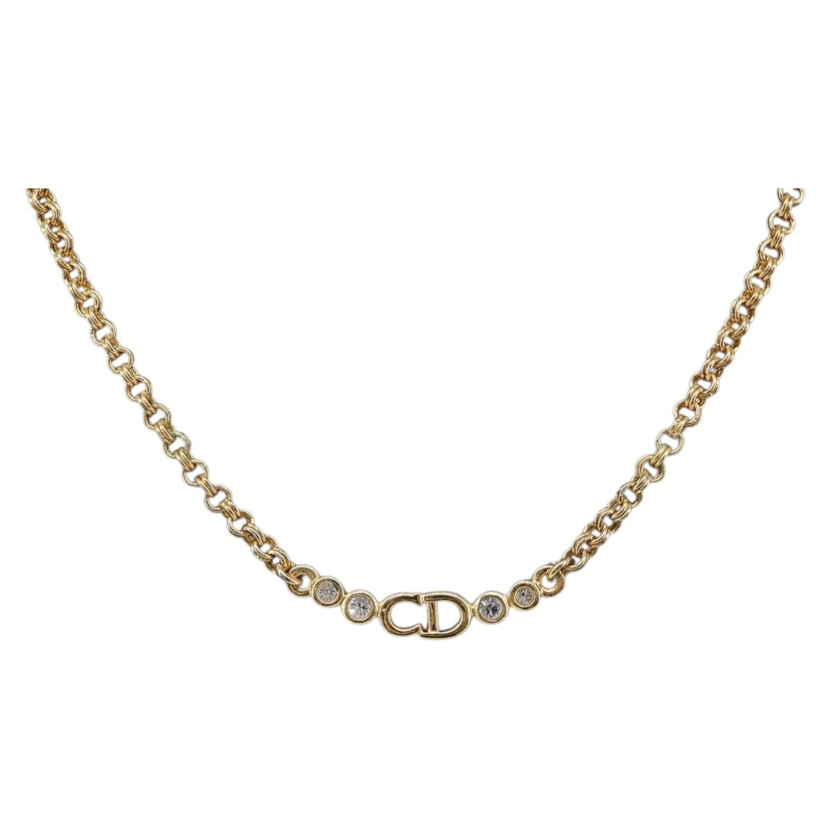 Christian Dior Necklace metal Gold Auth 205464M
