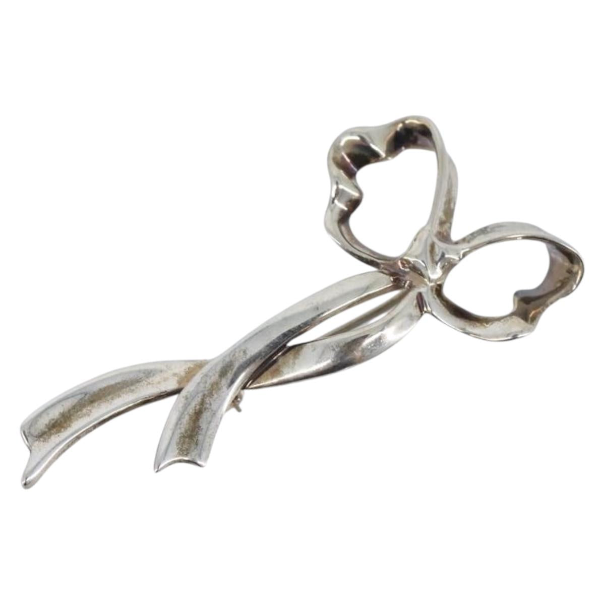 Tiffany & Co. Ribbon Brooch Ag925 Silver Auth 205466M