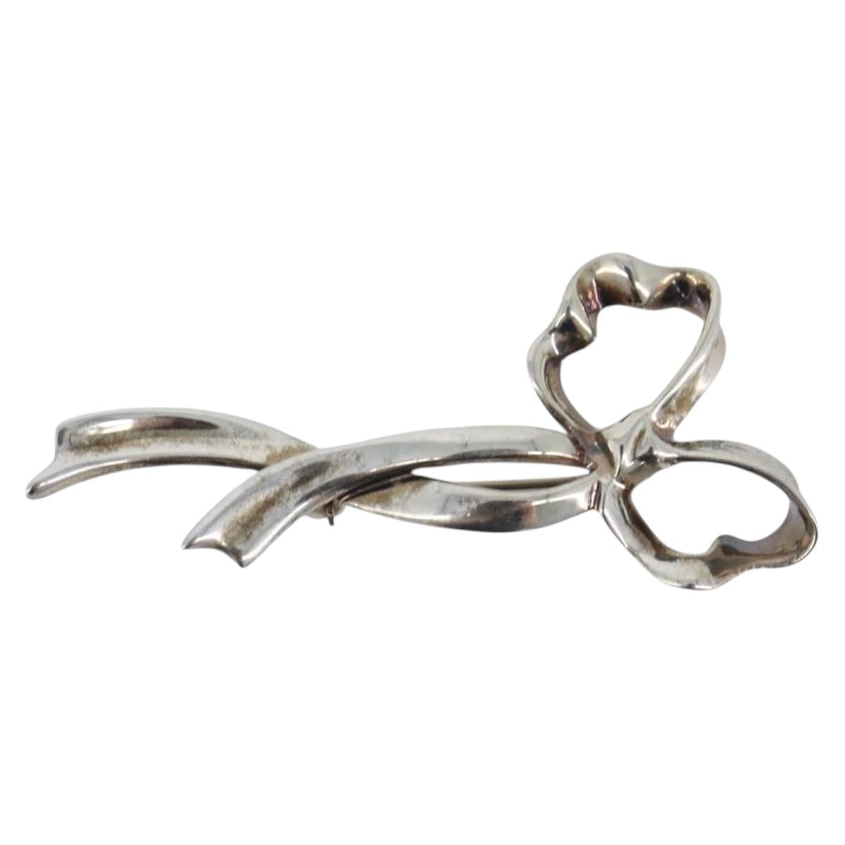Tiffany & Co. Ribbon Brooch Ag925 Silver Auth 205466M