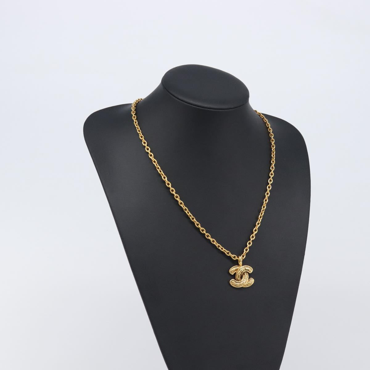 CHANEL Necklace metal Gold CC Auth 205470M