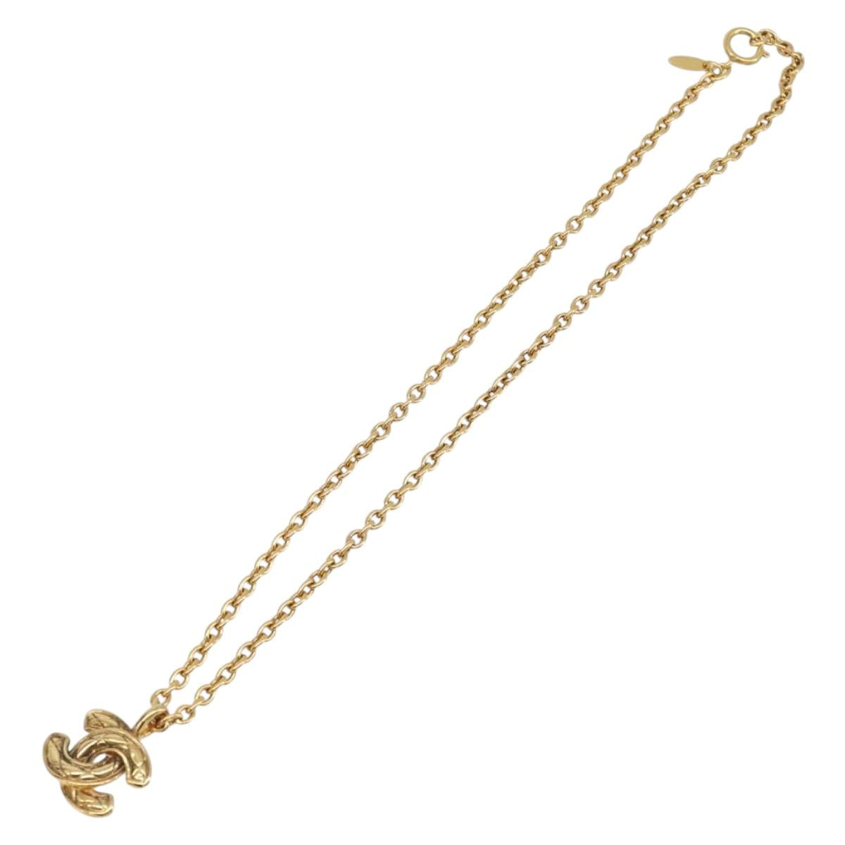 CHANEL Necklace metal Gold CC Auth 205470M