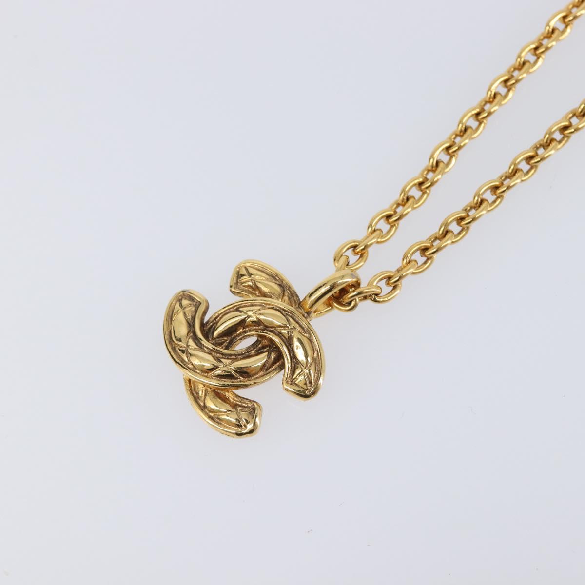 CHANEL Necklace metal Gold CC Auth 205470M
