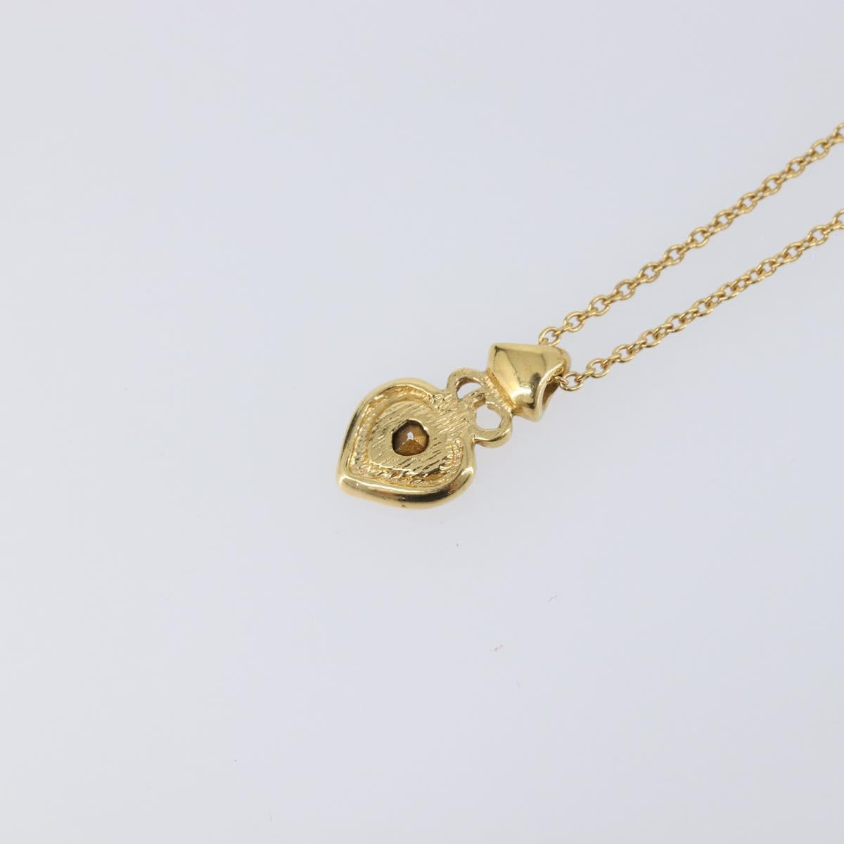 Christian Dior Heart Stone Necklace metal Gold Auth 205471