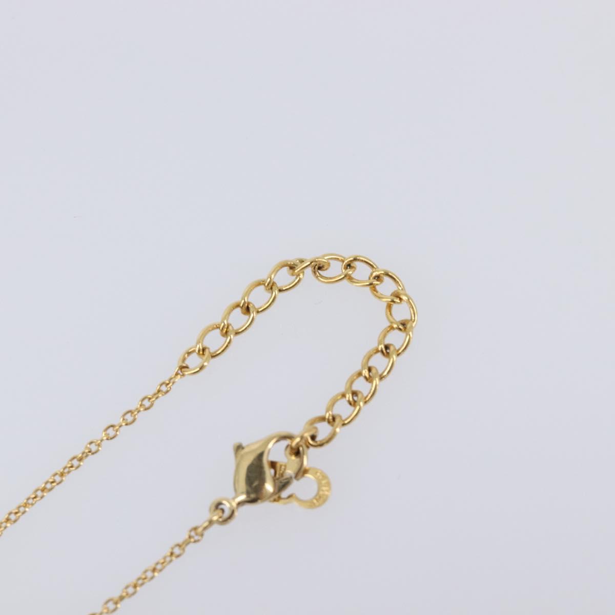 Christian Dior Heart Stone Necklace metal Gold Auth 205471