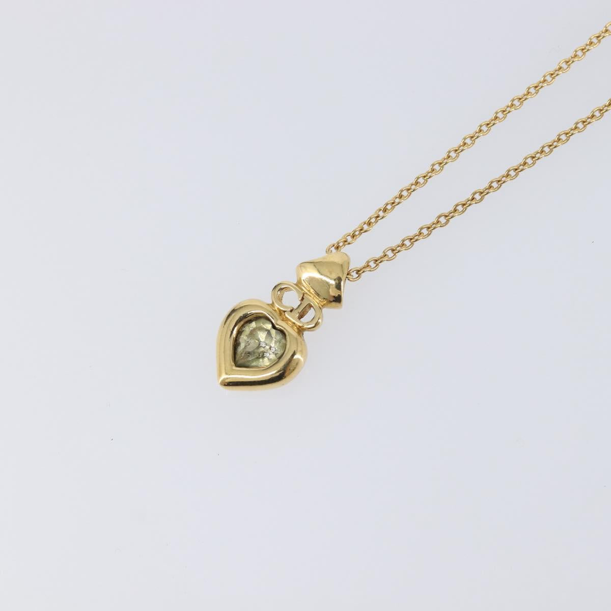 Christian Dior Heart Stone Necklace metal Gold Auth 205471