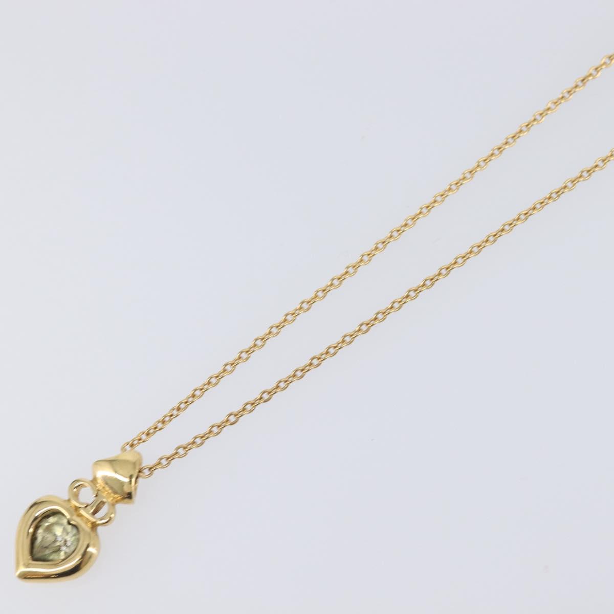 Christian Dior Heart Stone Necklace metal Gold Auth 205471