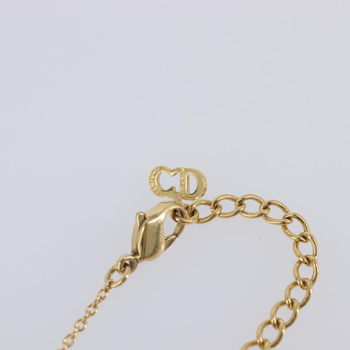 Christian Dior Heart Stone Necklace metal Gold Auth 205471