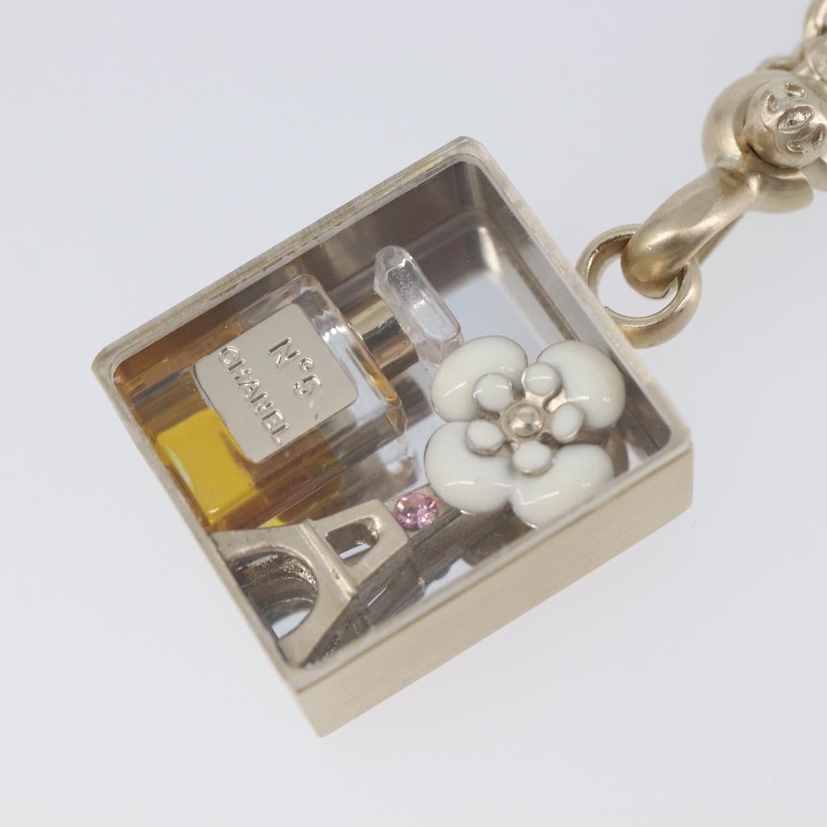 CHANEL Camellia No. 5 Eiffel Tower Key Holder metal Gold CC Auth 205472M