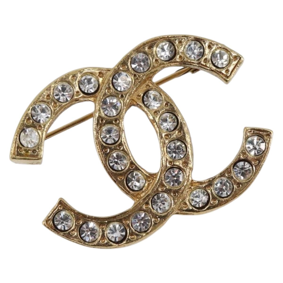 CHANEL Cocostone Brooch metal Gold CC Auth 205477M