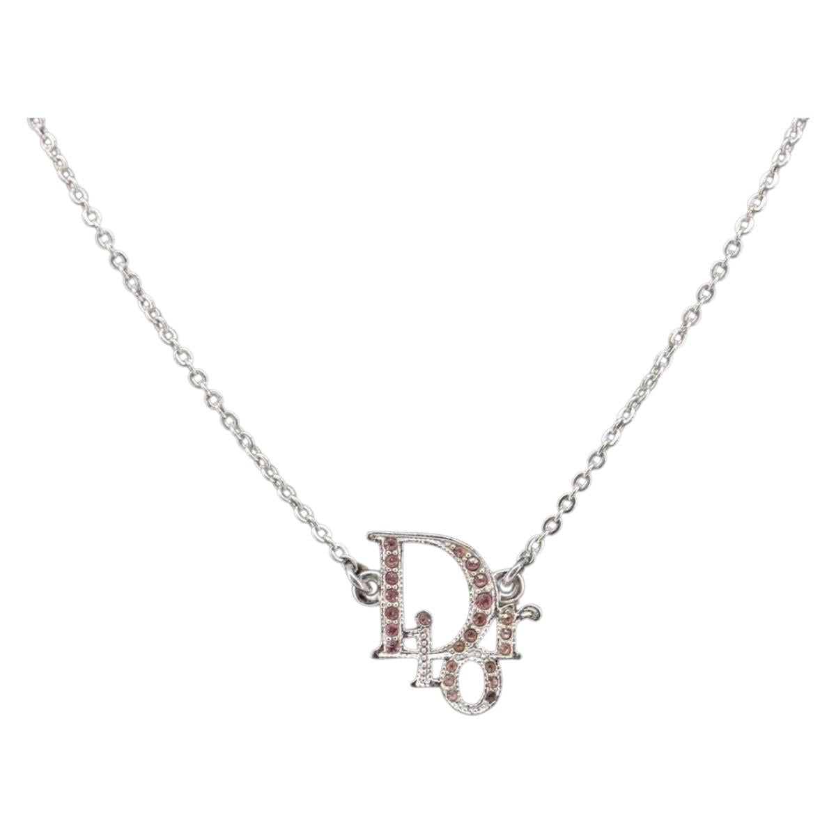 Christian Dior Necklace metal Silver Auth 205482M