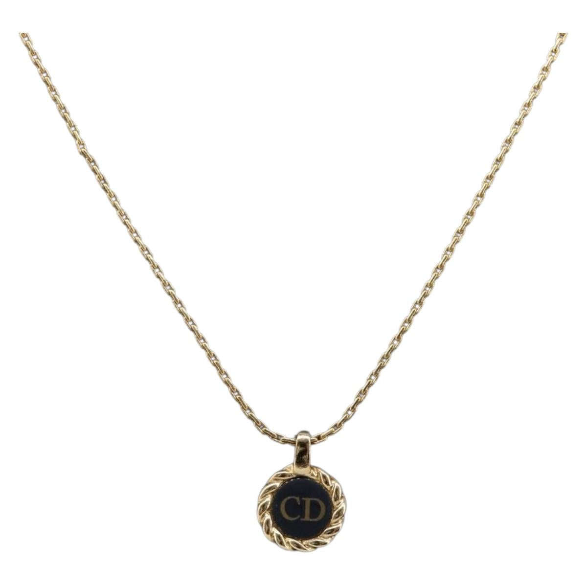 Christian Dior Necklace metal Gold Auth 205485