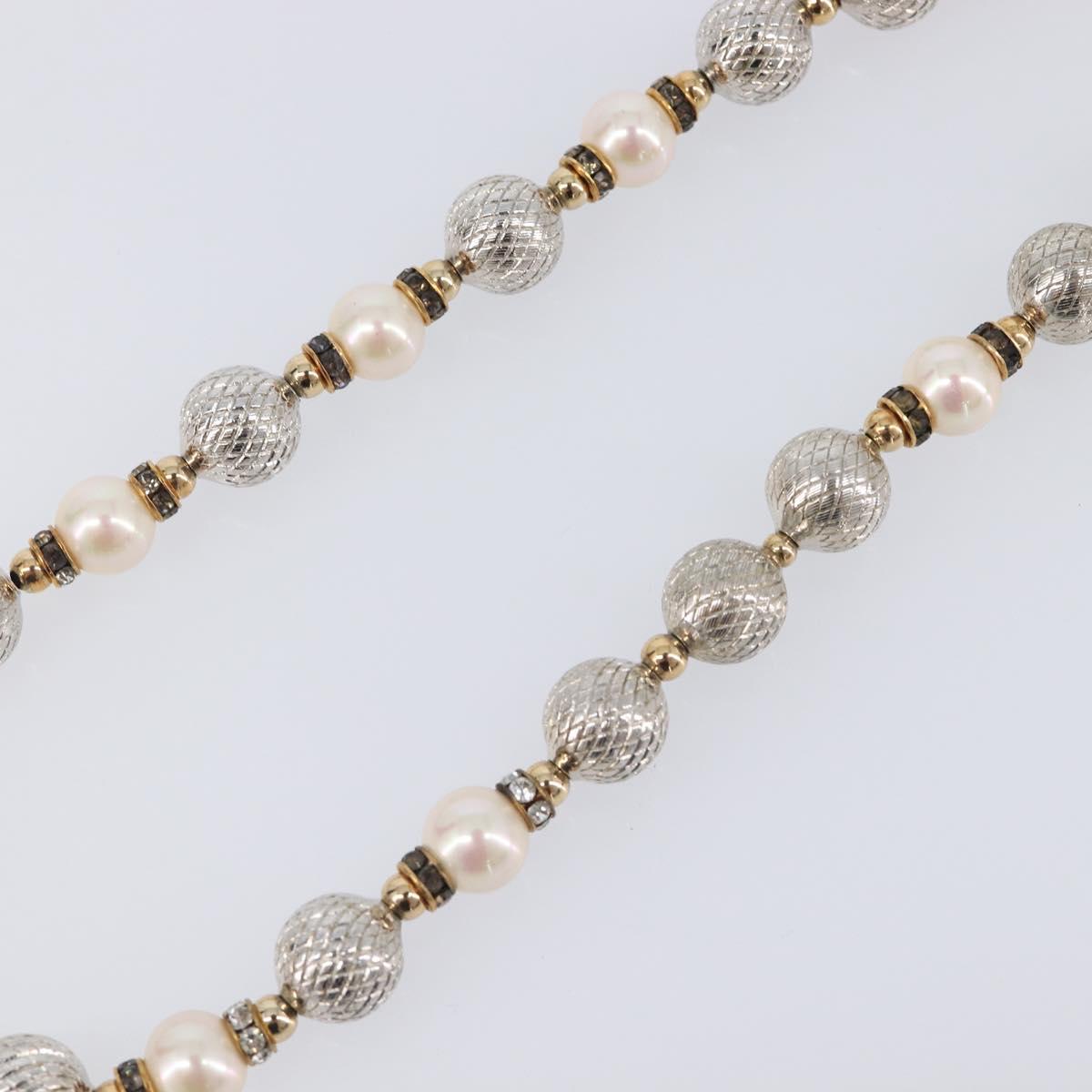 Christian Dior Pearl Necklace metal White Gold Auth 205488M