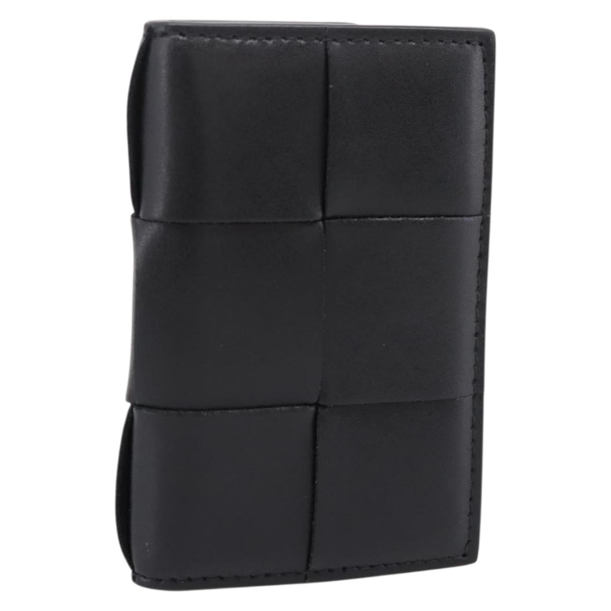 Bottega Veneta MAXI INTRECCIATO Flap Cassette Case Leather Black Auth 205489M