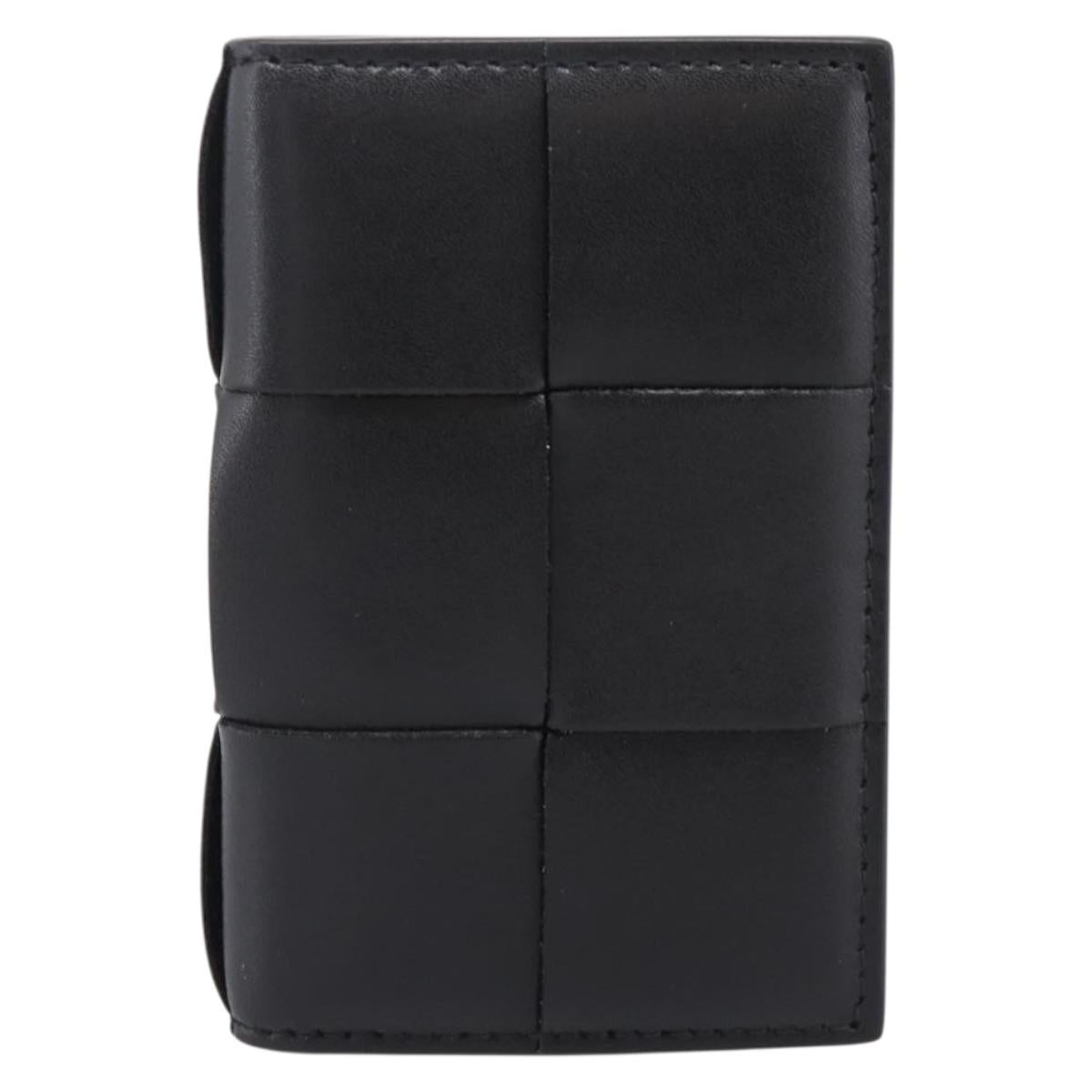 Bottega Veneta MAXI INTRECCIATO Flap Cassette Case Leather Black Auth 205489M
