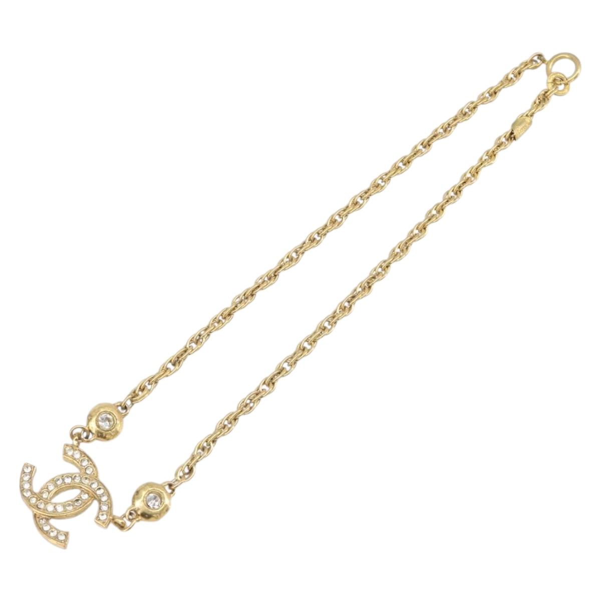 CHANEL Necklace metal Gold CC Auth 205494M