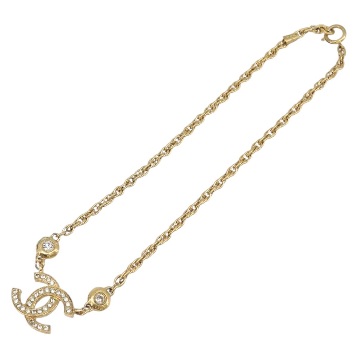 CHANEL Necklace metal Gold CC Auth 205494M