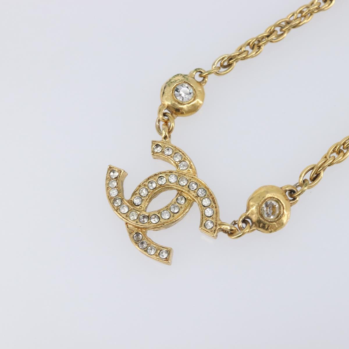 CHANEL Necklace metal Gold CC Auth 205494M
