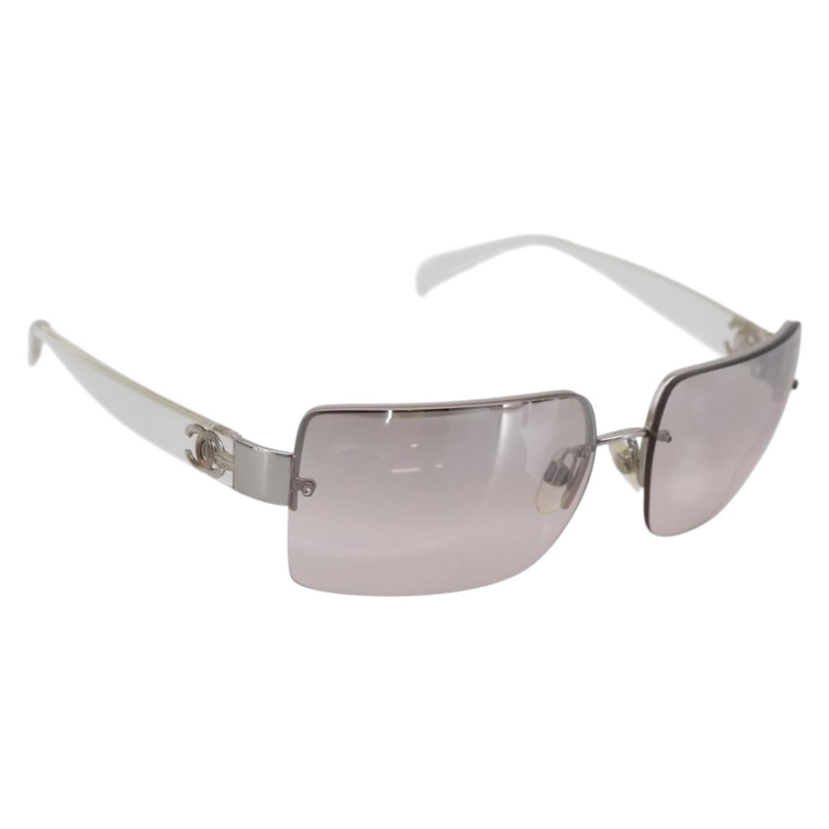 CHANEL Rimless Sunglasses plastic Clear CC Auth 205500M