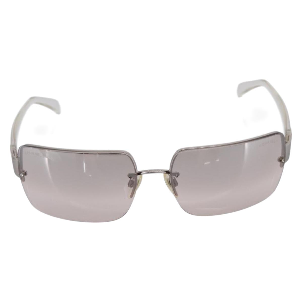 CHANEL Rimless Sunglasses plastic Clear CC Auth 205500M